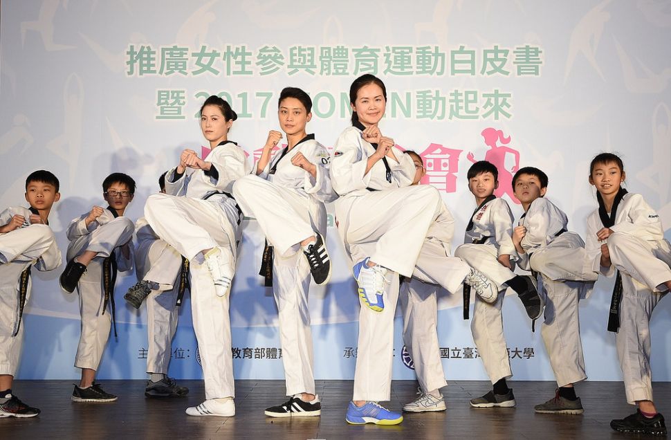 跆拳道國手洪佳君、蘇麗文與楊宜蓁（由右至左）。（大會提供）