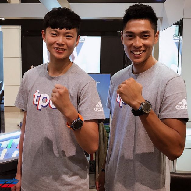 跆拳道世大運選手莊佳佳（左）與田徑選手陳傑。（資料照，鍾亞芳／攝）